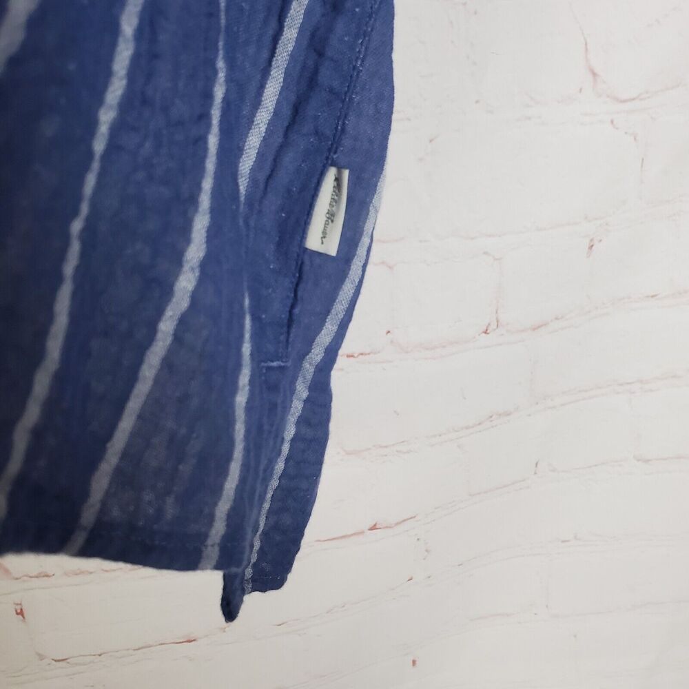 Eddie Bauer Carry On Shirred Short Sleeve Shirt XL Bluebird Boxy Relaxed Fit NEW - Picture 9 of 14